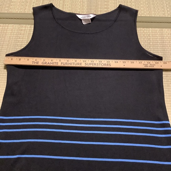 Exclusively Misook sleeveless sweater Black and Blue Striped Women's Top - Picture 3 of 5